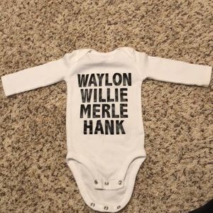Long onesie with personalized country saying. 3-6